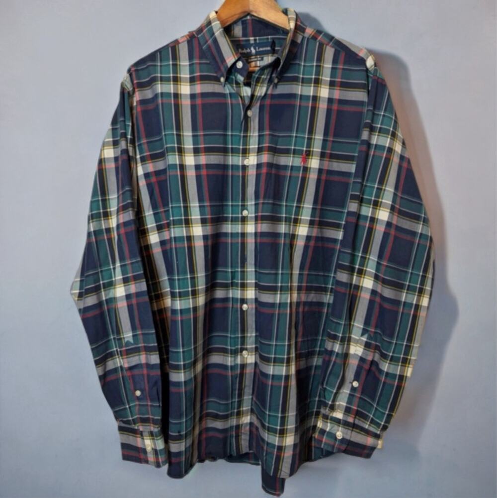 Polo Ralph Lauren Men’s XL Classic Fit Plaid Button Down Shirt Navy Green